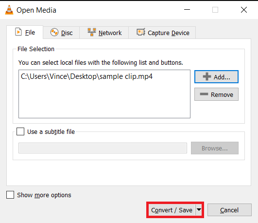 How To Reduce Video Quality Using VLC: Step 3