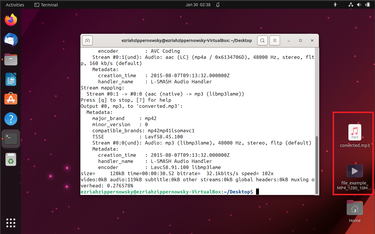 How To Convert Video to Audio on Linux: Step 4