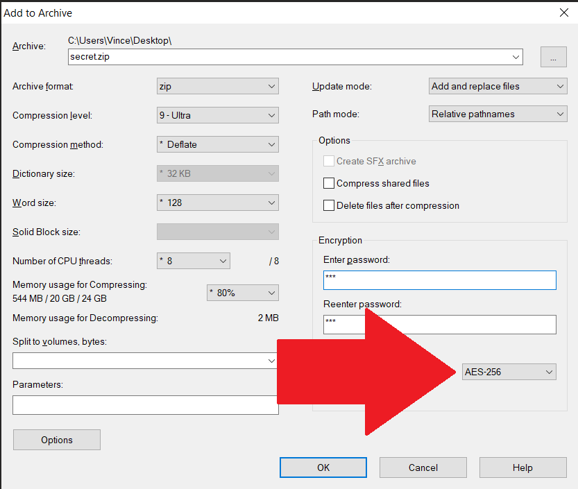 How to Password Protect Files Using 7zip: Step 4