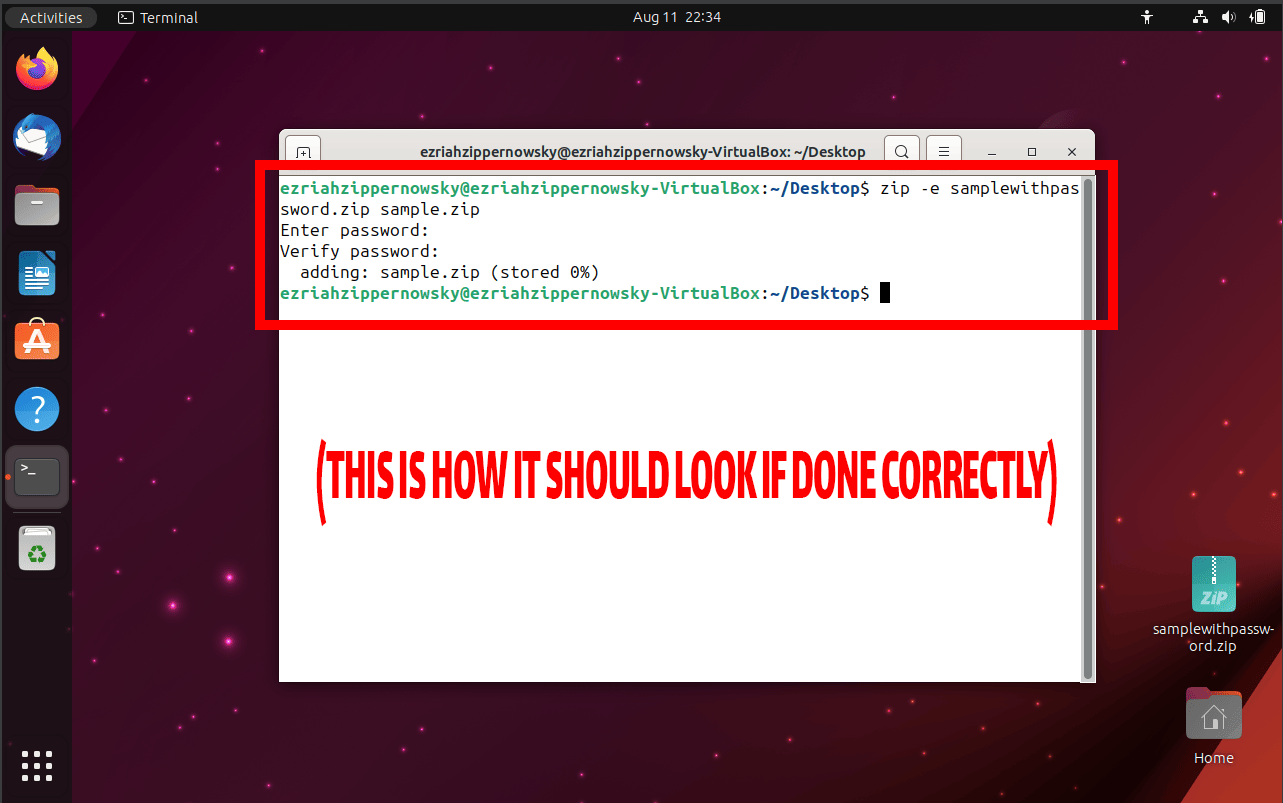 How To Add Password To ZIP File Using Linux: Step 5