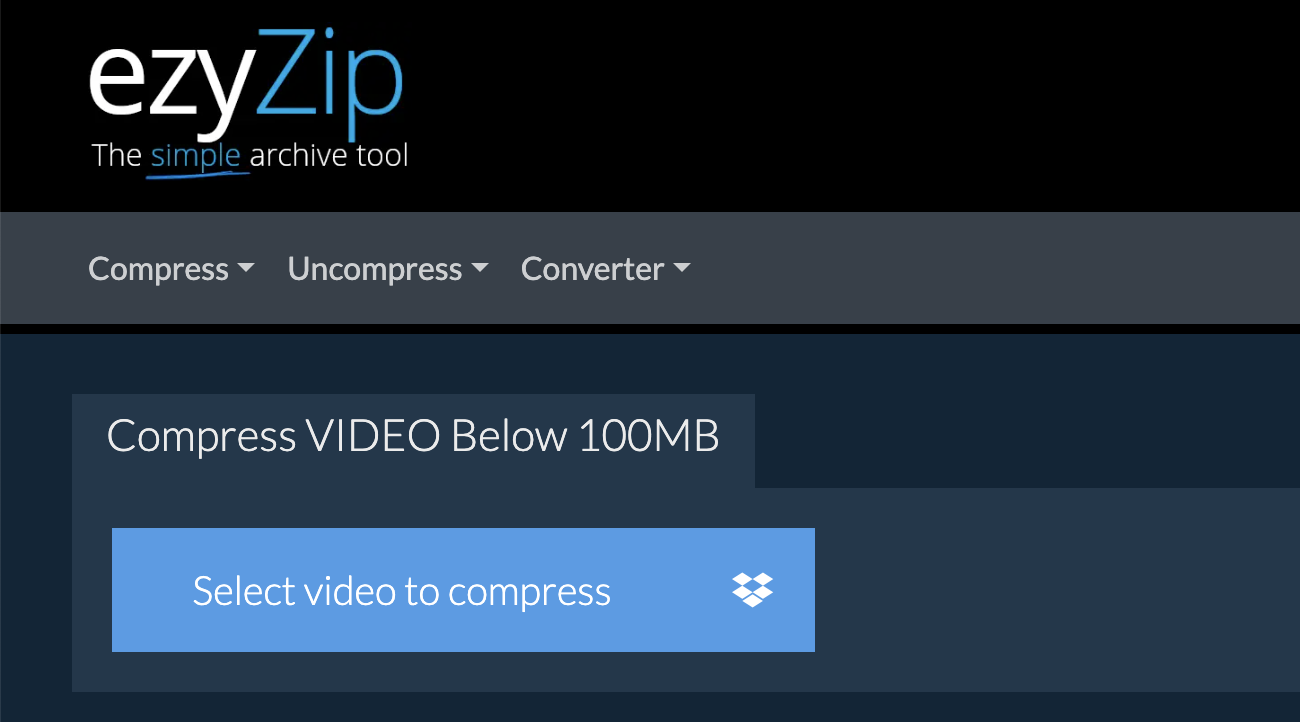 How To Compress Videos Under 8MB and 100MB Using ezyZip: Step 1