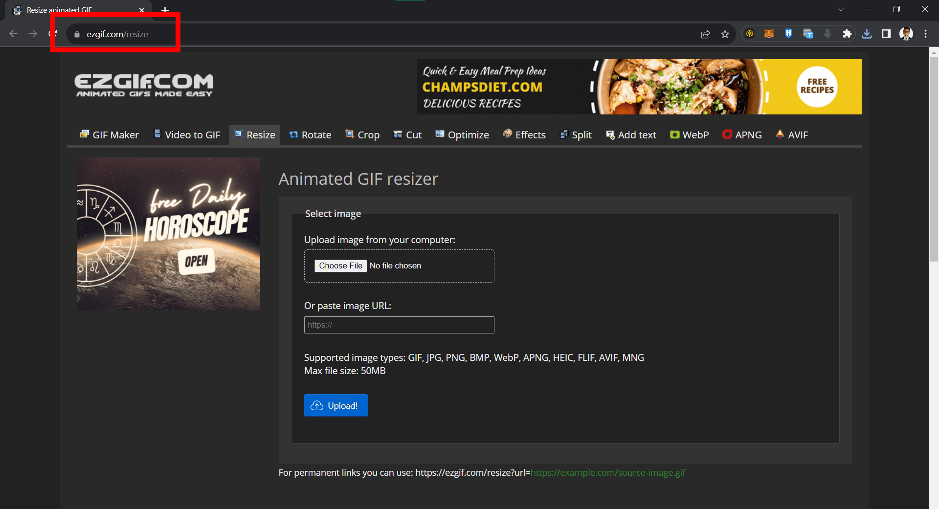 How To Compress WEBP Files Using EZGIF: Step 1