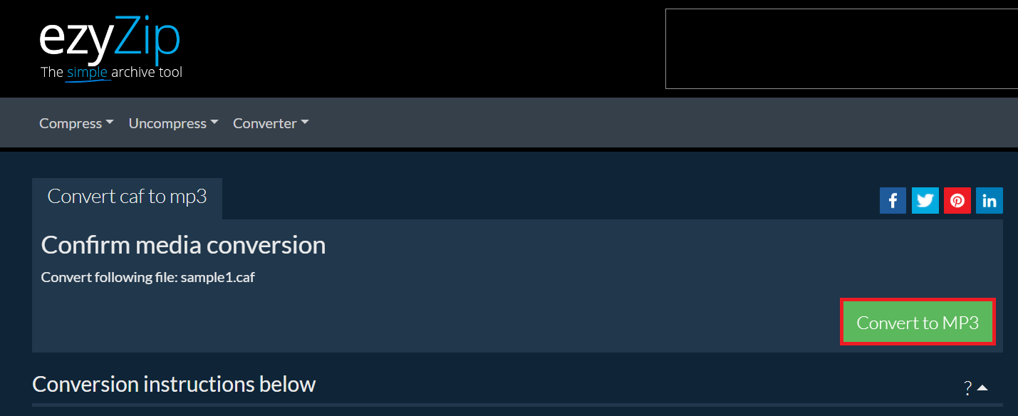 How To Convert CAF Files Online with ezyZip: Step 3