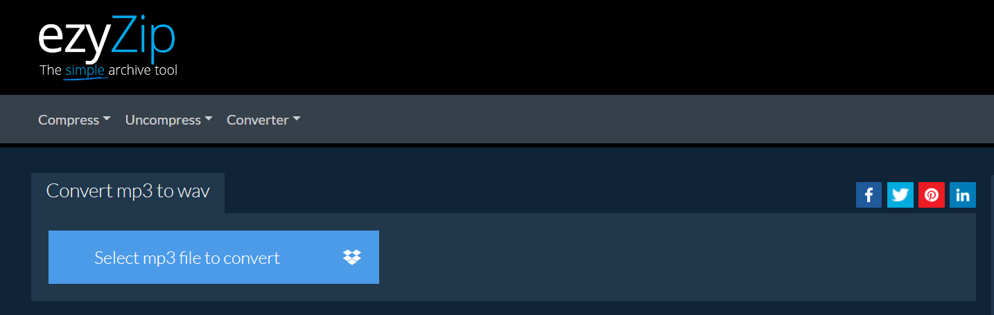 How to convert MP3 to WAV online with ezyZip: Step 1