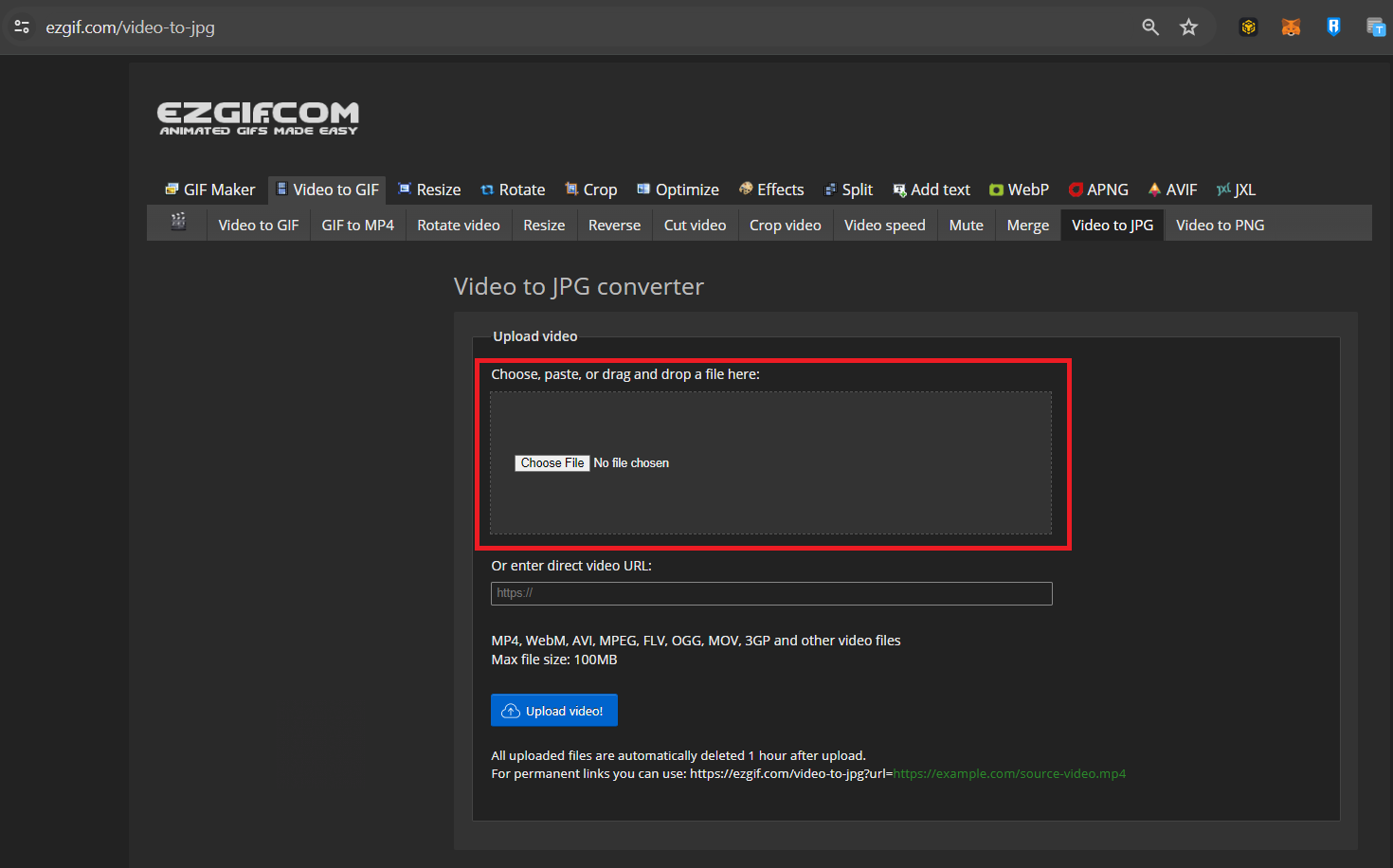 How to Convert Video To Photo On Browser Using Online Tools: Step 2