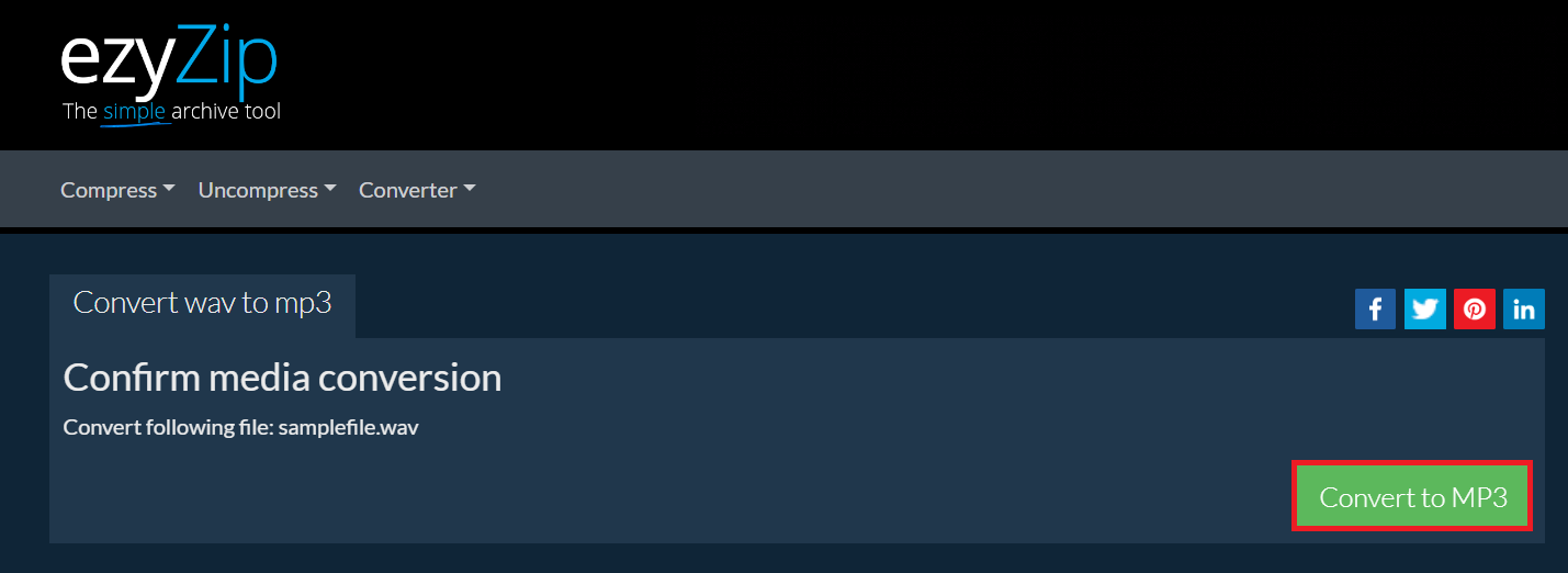 How To Convert WAV to MP3 Online with ezyZip: Step 3