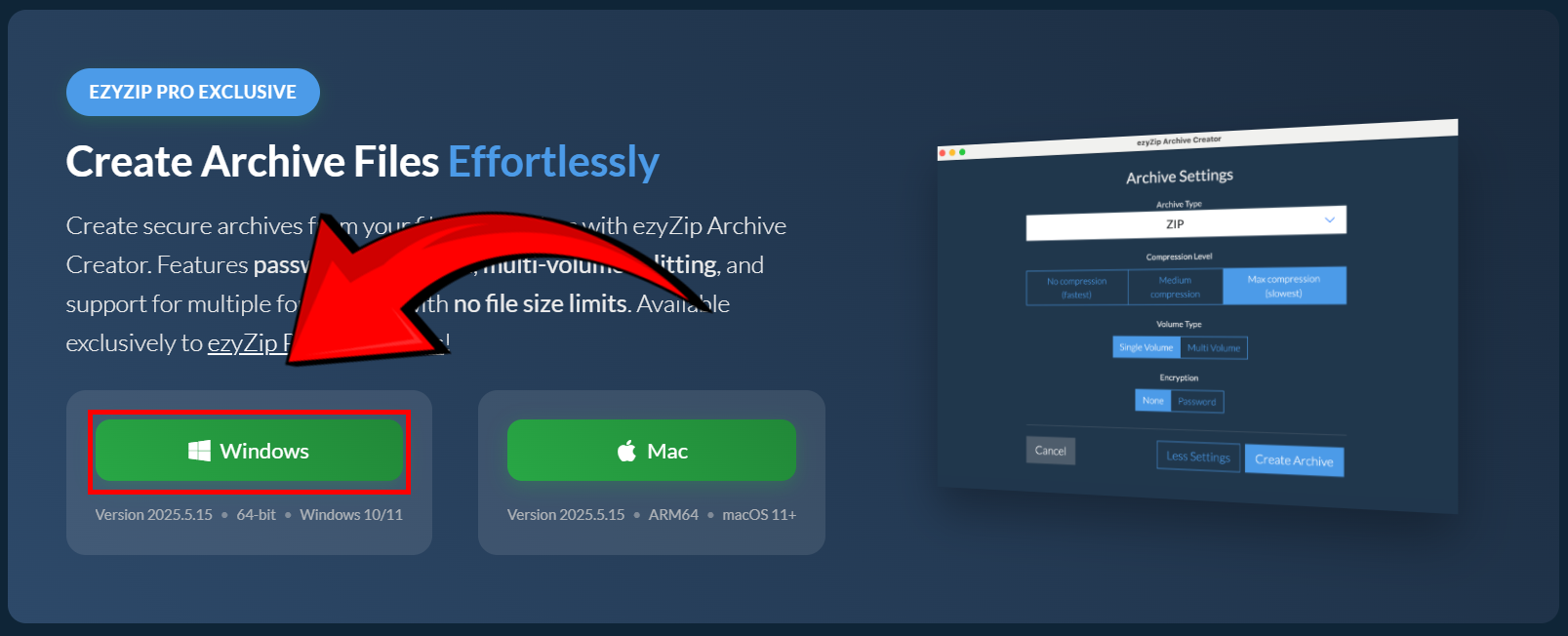 How To Create 7Z Files Using EzyZip Archive Creator: Step 1