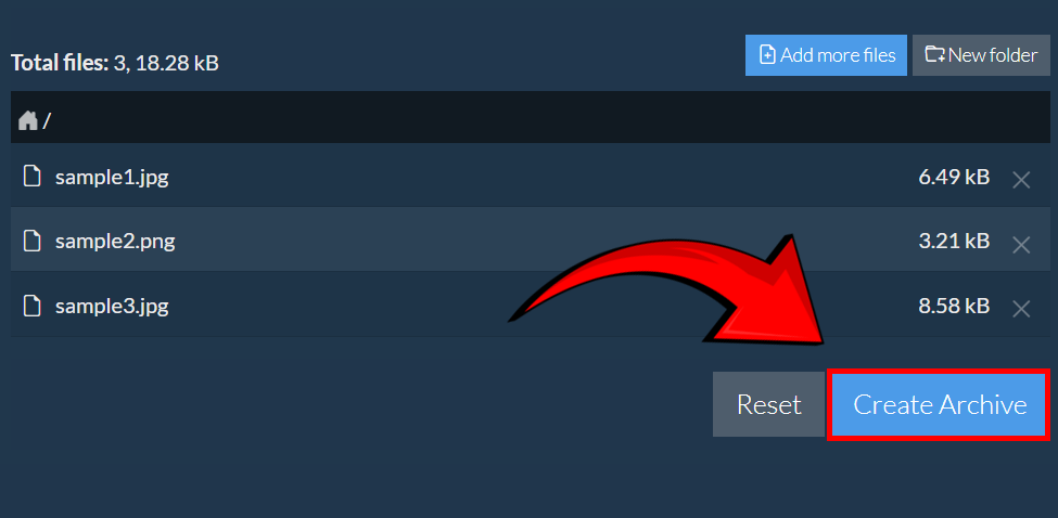 How To Create 7Z Files Using EzyZip Archive Creator: Step 1