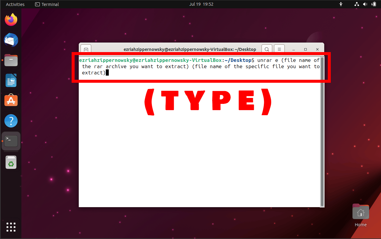 How To Extract a Specific File from a RAR File Using Command Line: Step 2