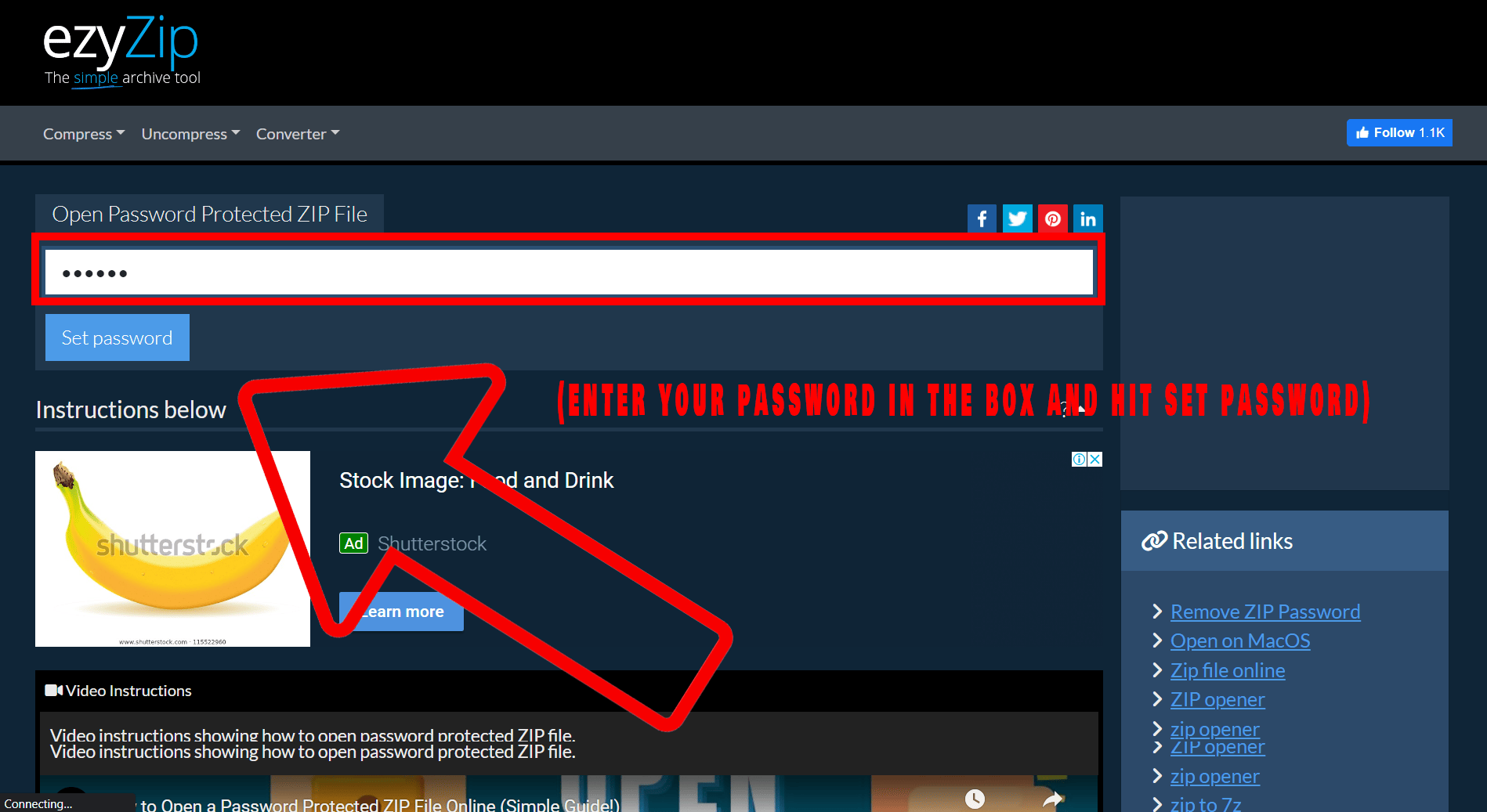 Method 1: How To Open a Password Protected ZIP File Using ezyZip: Step 3