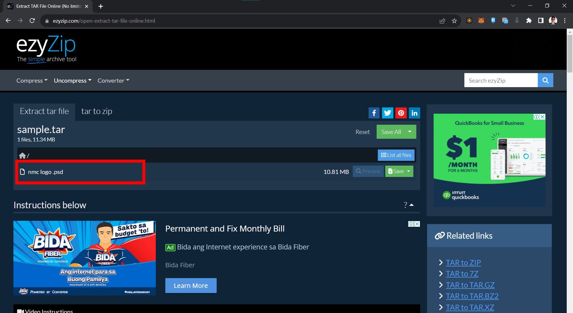 How To Open TAR Files Online: Step 2