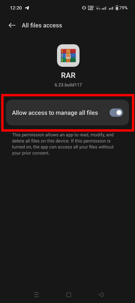 Using RAR for Android: Step 2