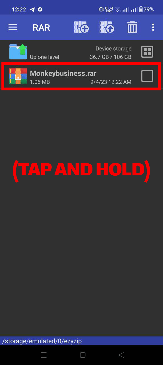 Using RAR for Android: Step 3