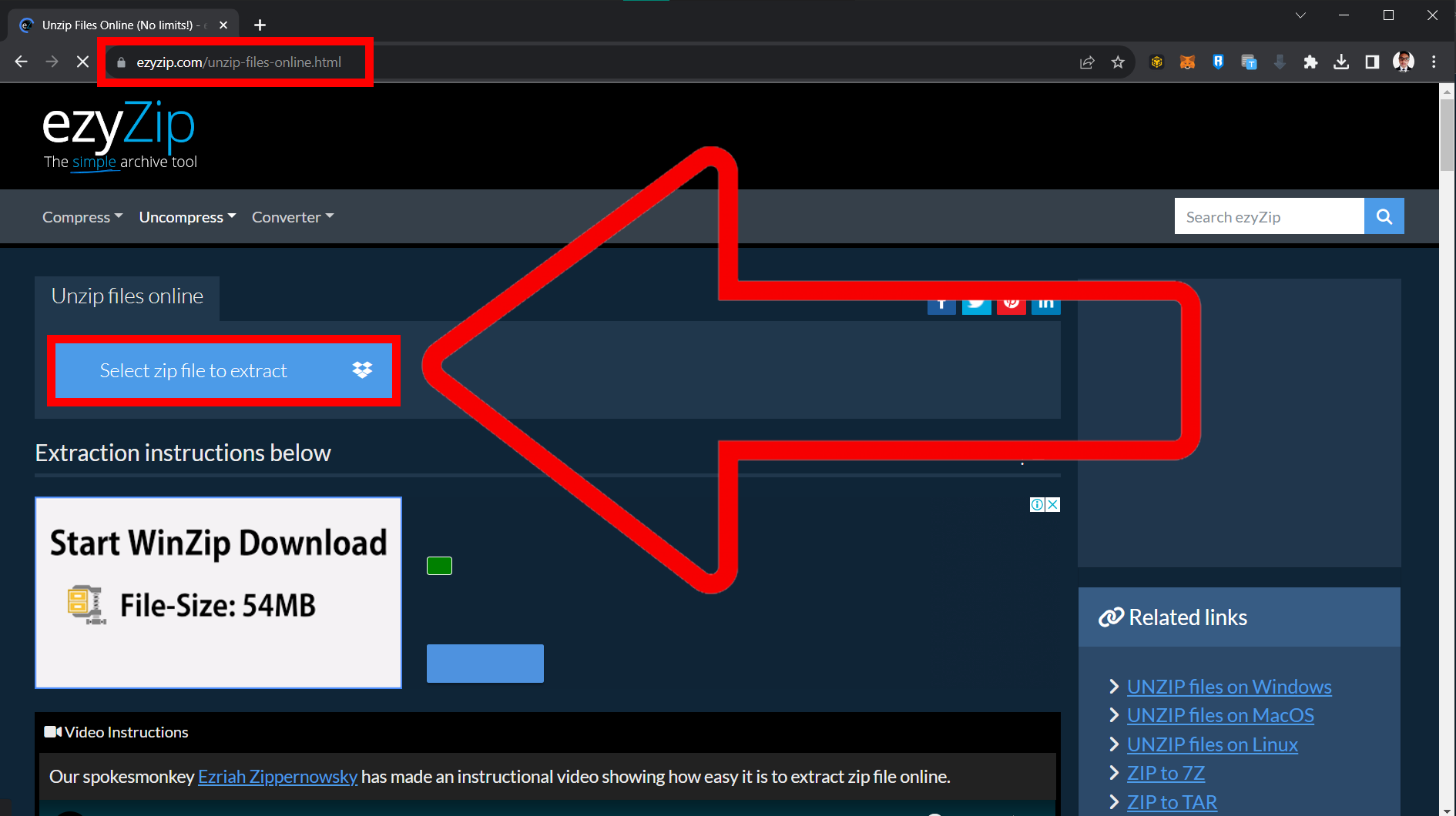 How To Open RAR/ZIP Files Using ezyZip: Step 1