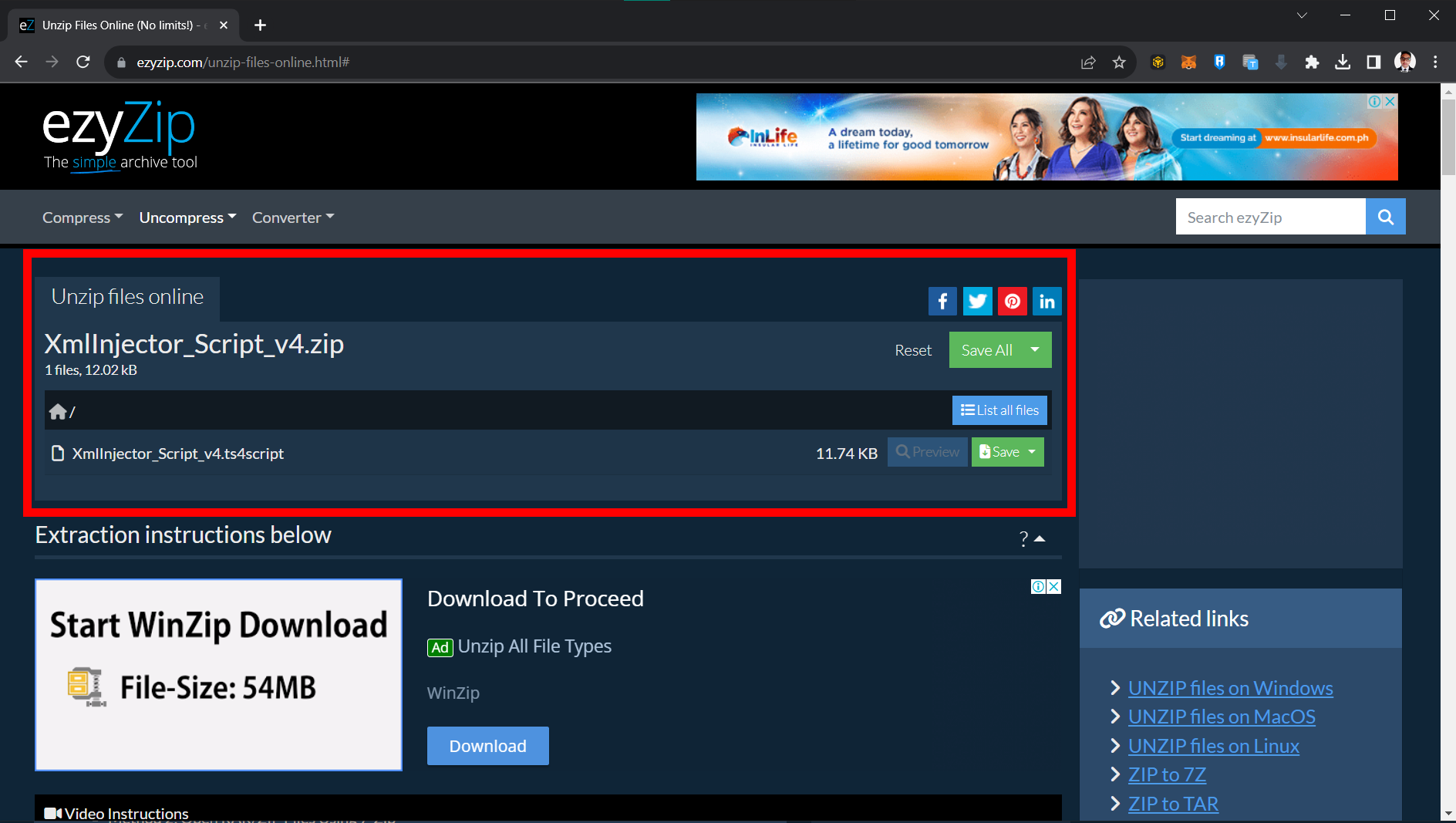 How To Open RAR/ZIP Files Using ezyZip: Step 3