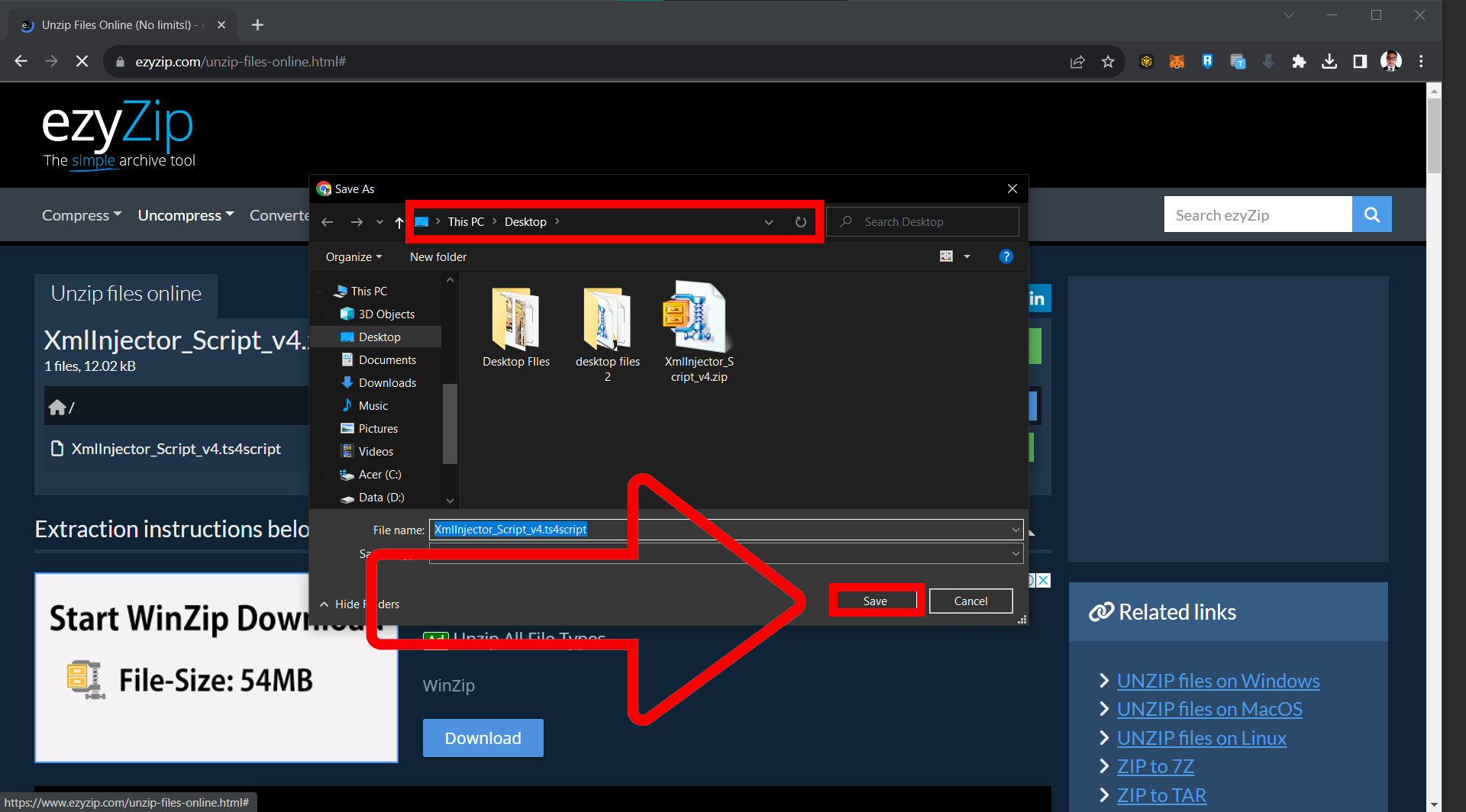 How To Open RAR/ZIP Files Using ezyZip: Step 4