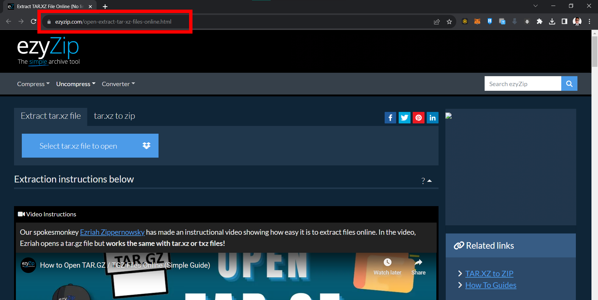 How To Open XZ Files Online Using Browser: Step 1