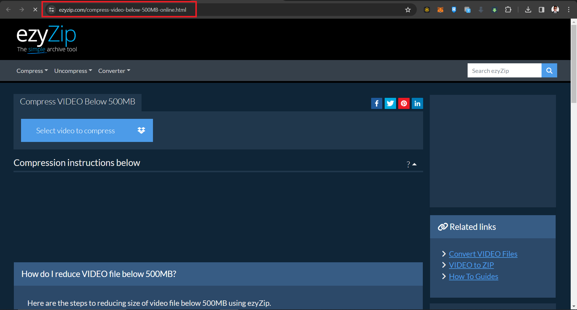 How To Reduce Video File Size Online with ezyZip: Step 1
