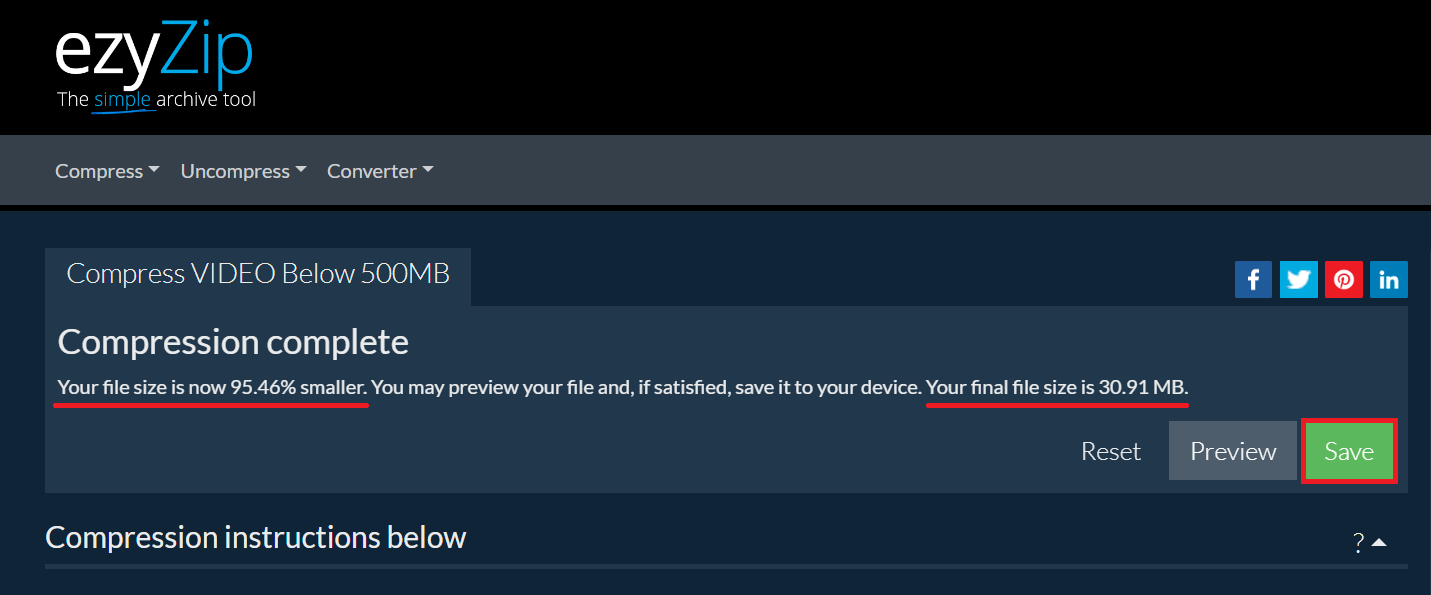 How To Reduce Video File Size Online with ezyZip: Step 4