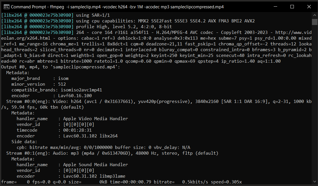 How To Reduce Video File Size Using Command Line with FFMPEG: Step 4