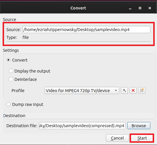 How To Reduce Video Size with VLC on Linux: Step 4