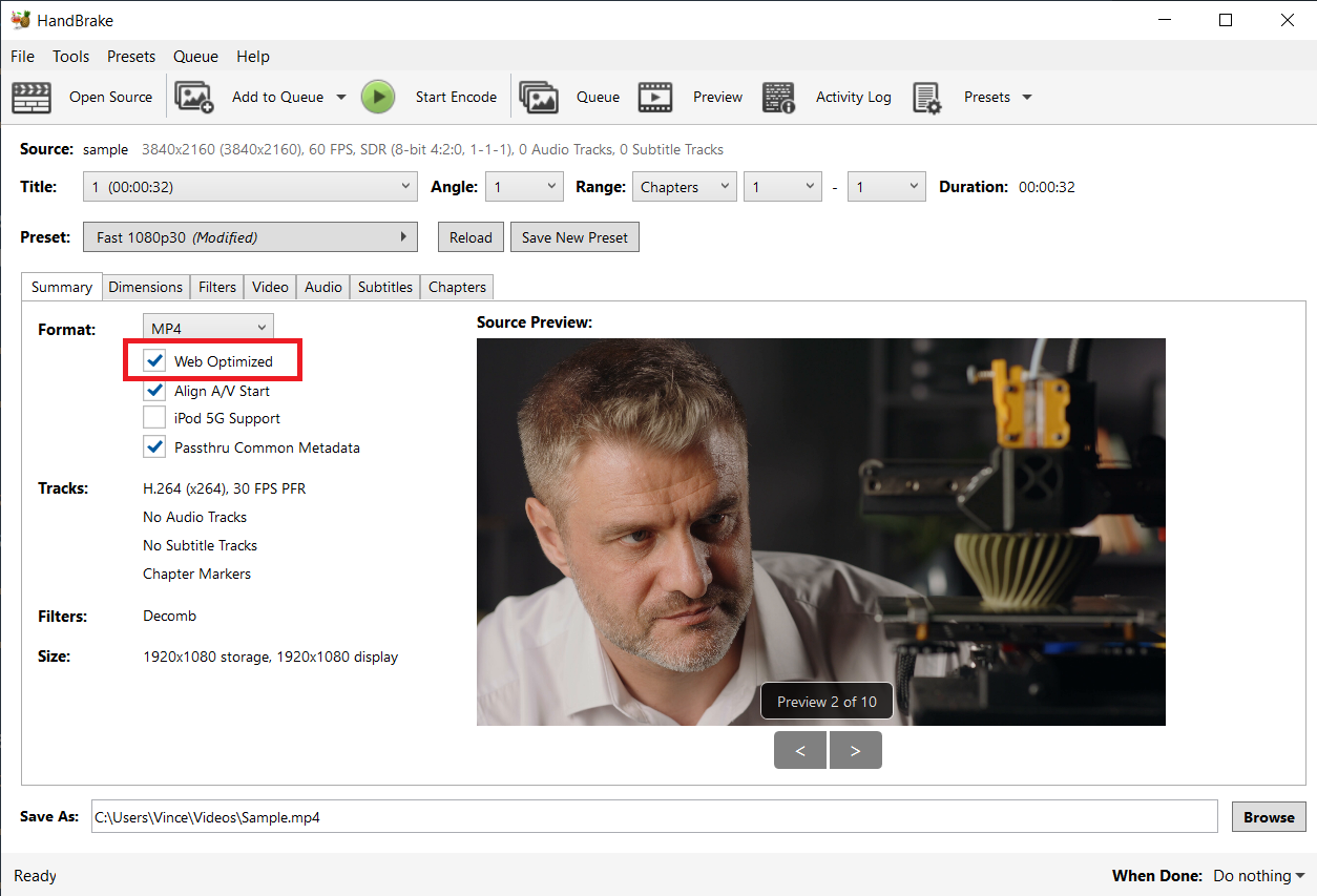 How To Use Handbrake on Windows: Step 3
