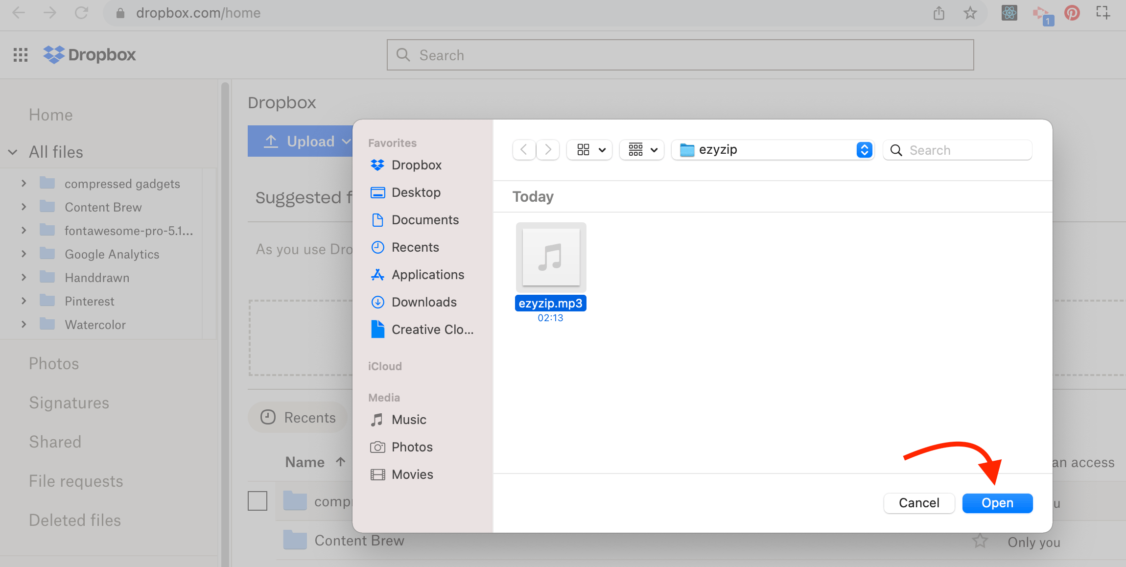 How To Upload Files Using Dropbox: Step 4