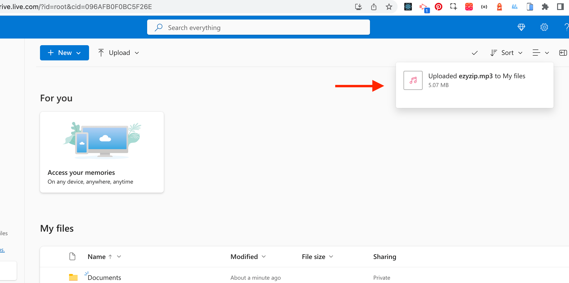 How To Upload Files Using OneDrive: Step 5