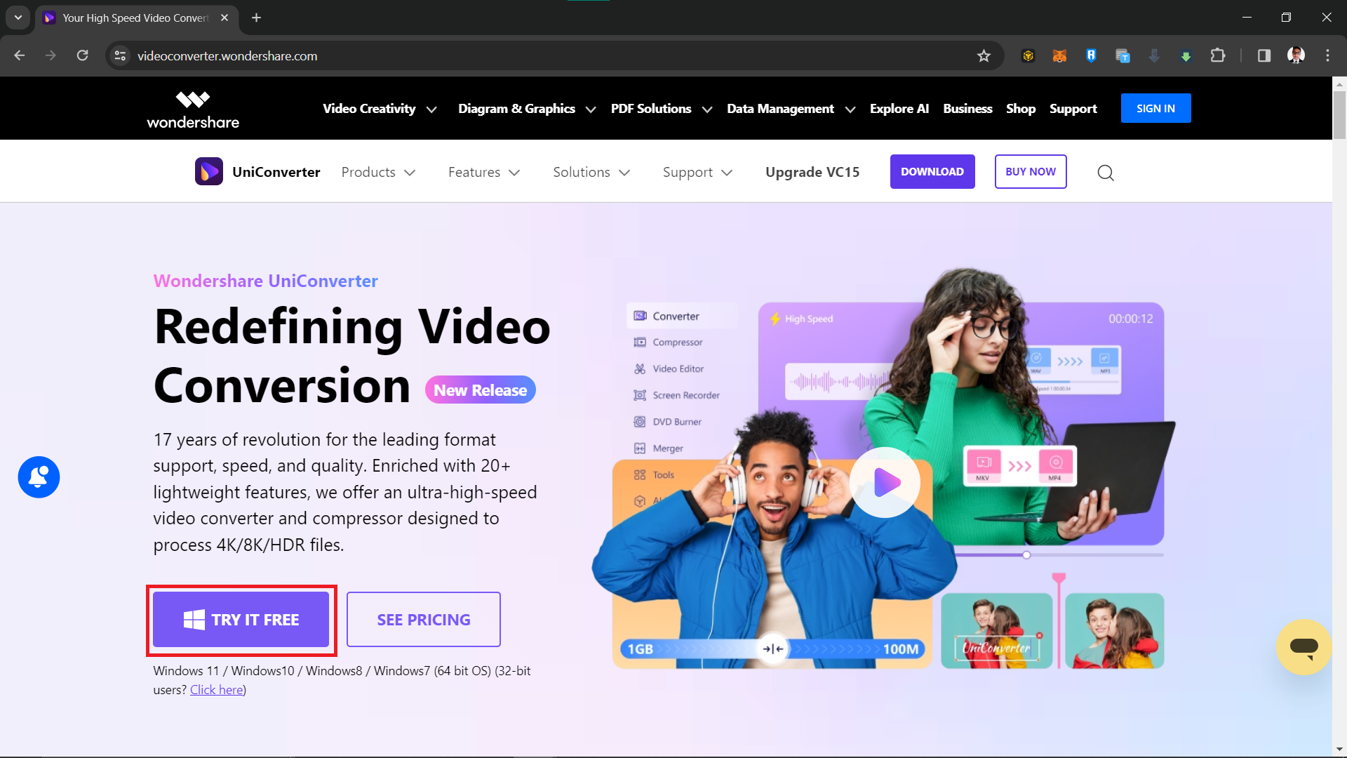 How To How To Shrink Video Size on Browser with Wondershare Video Converter: Step 2