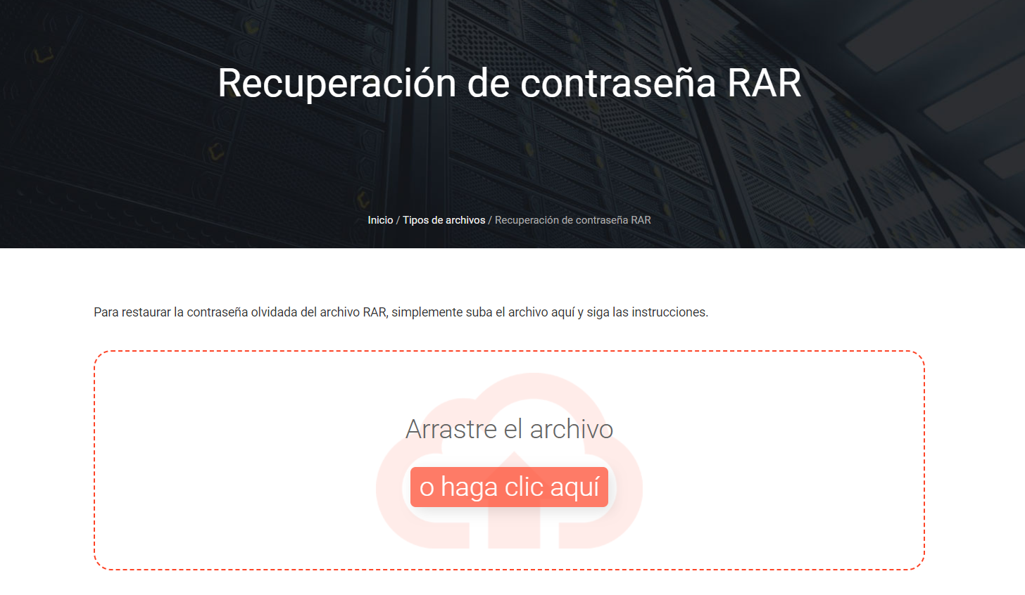 Cómo desbloquear la contraseña de un archivo RAR usando servicios en línea: Paso 1