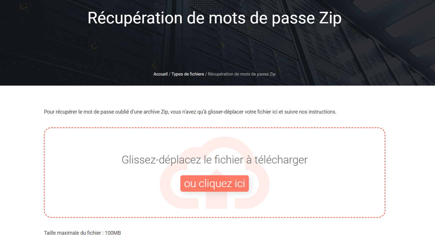 Comment retirer le mot de passe d'un fichier ZIP en utilisant des services en ligne : Étape 1