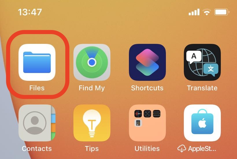 Use the Files App: Step 1