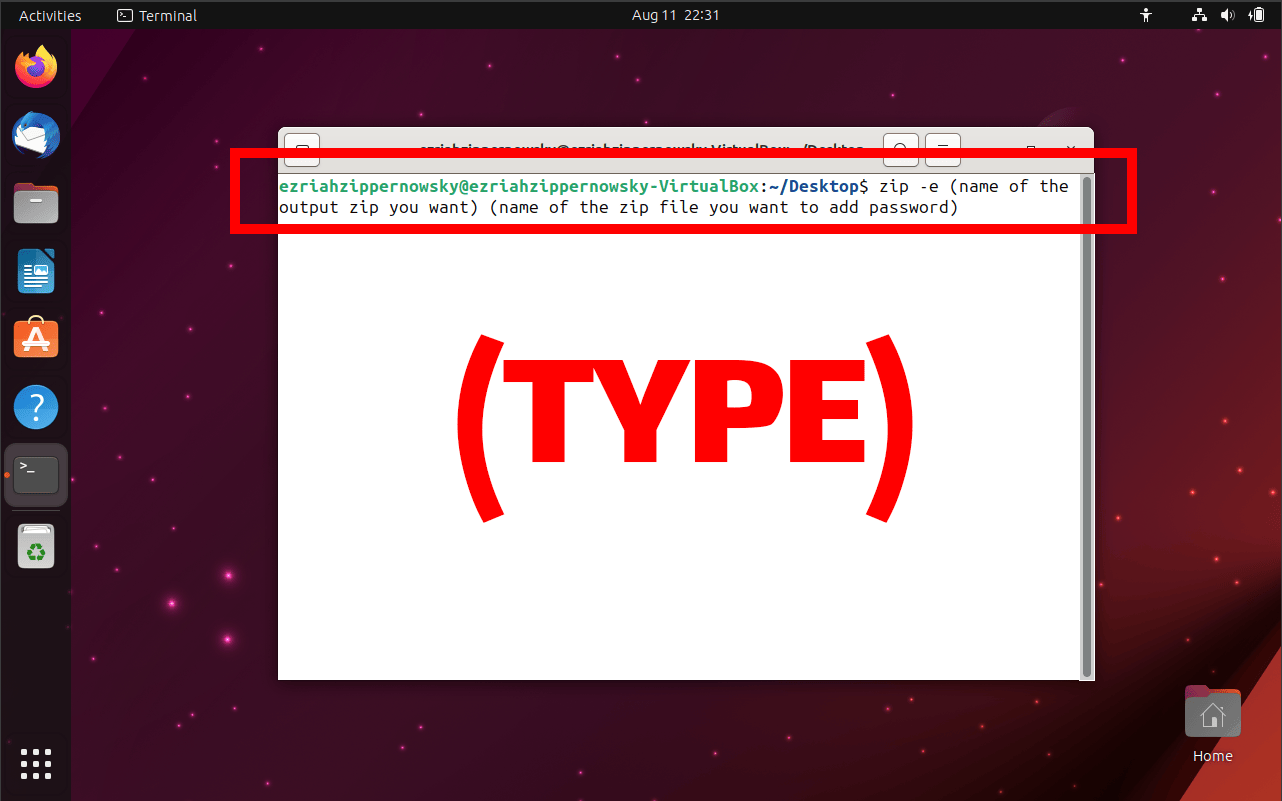 How To Add Password To ZIP File Using Linux: Step 3