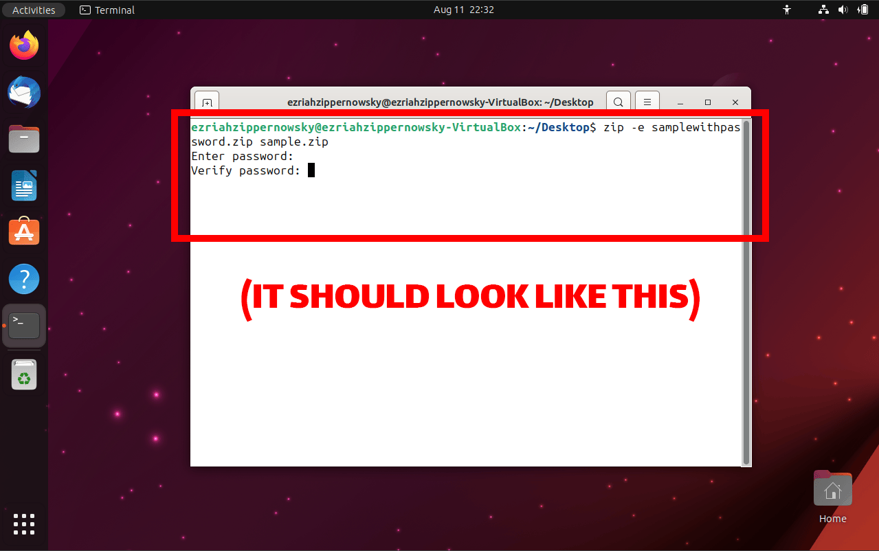 How To Add Password To ZIP File Using Linux: Step 4
