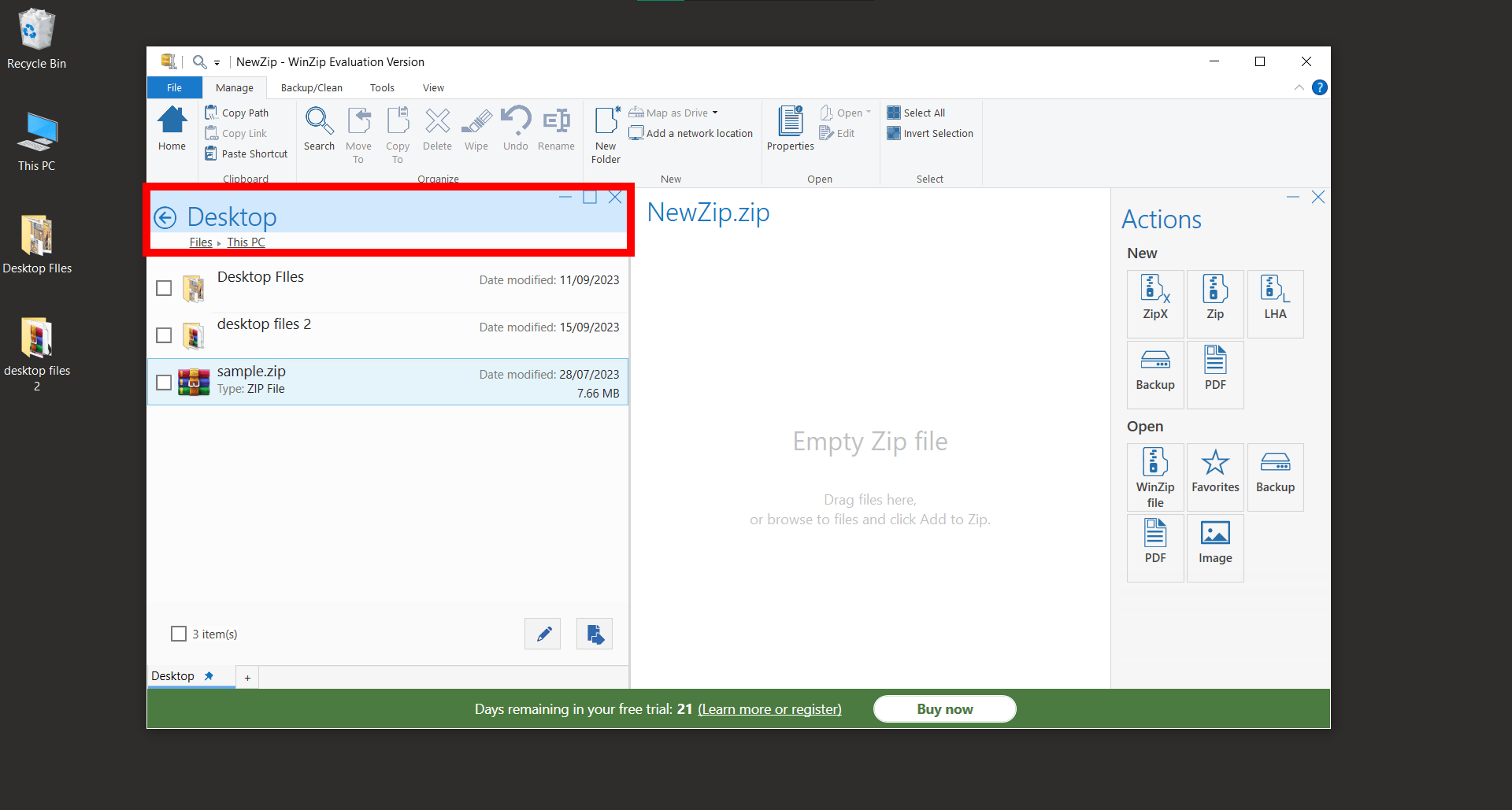 How To Unzip Using WinZip: Step 2