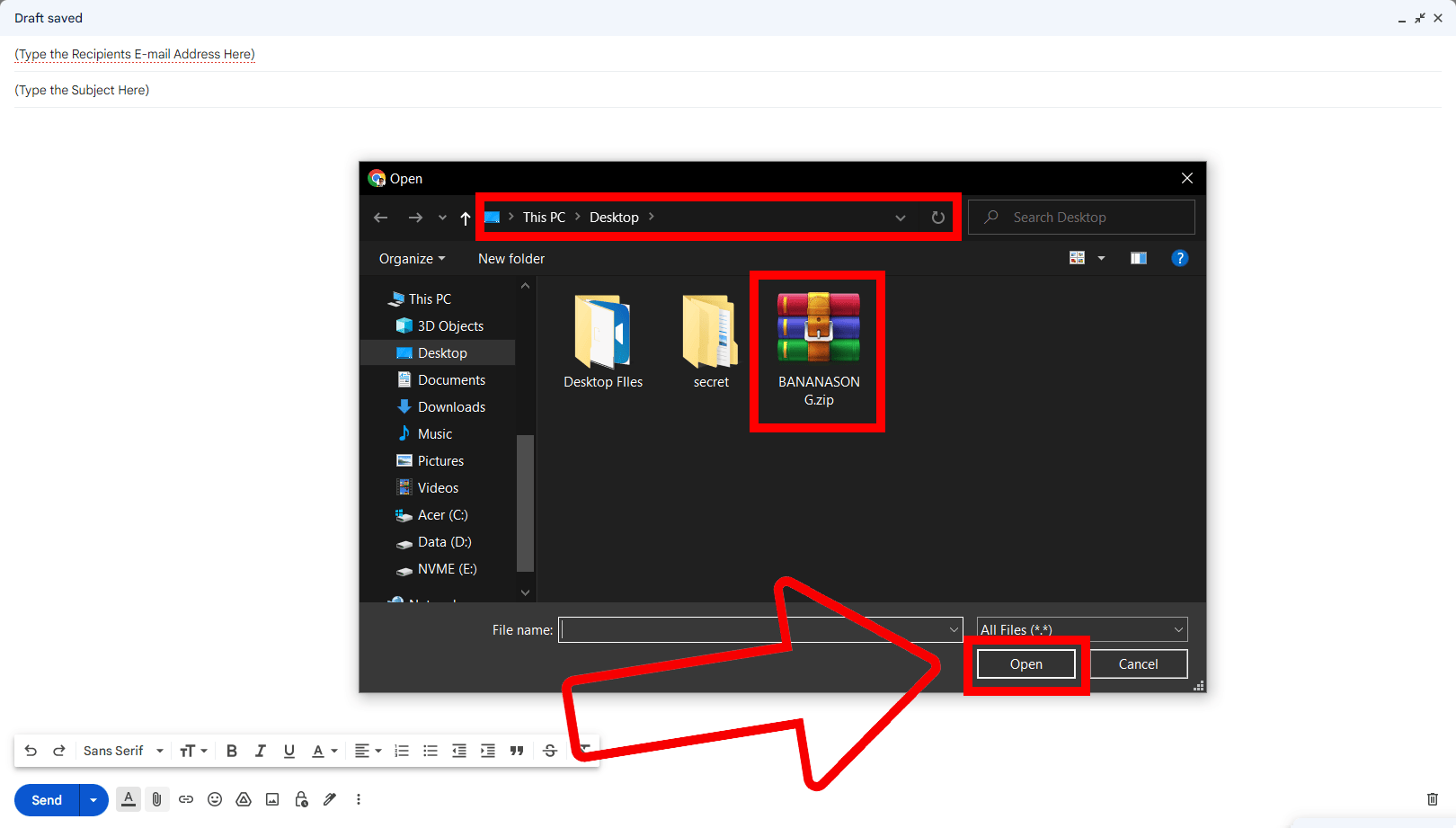 How To Attach a ZIP File to an E-mail in Gmail: Step 3