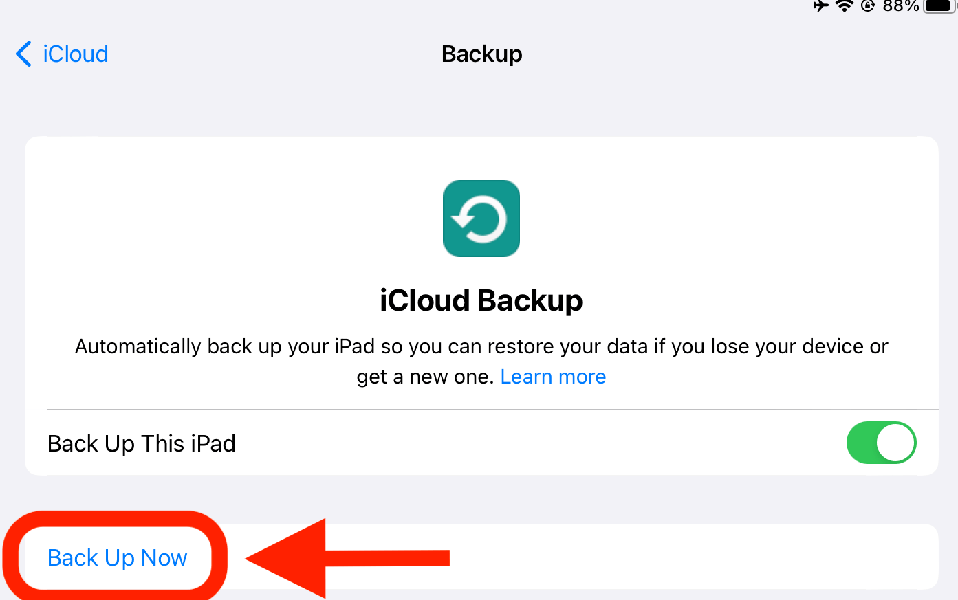 How To Backup an iPad Using iCloud: Step 6