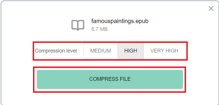 How To Compress EPUB Files Using an Online Compression Tool: Step 3