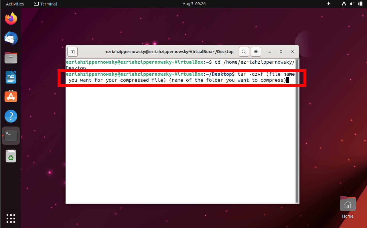 How To Compress Folders Using Linux: Step 3