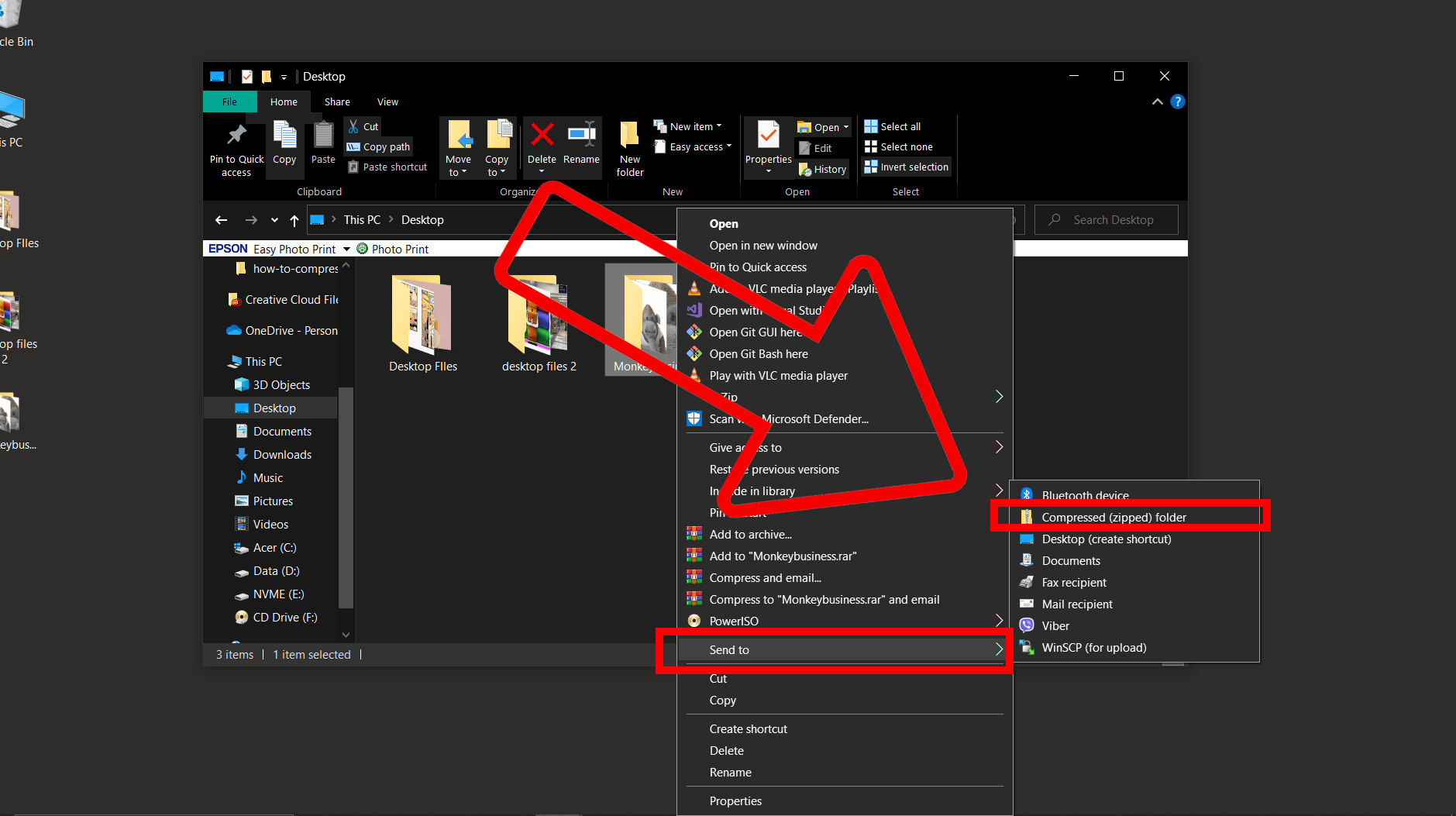 How To Compress Folders Using Windows: Step 3