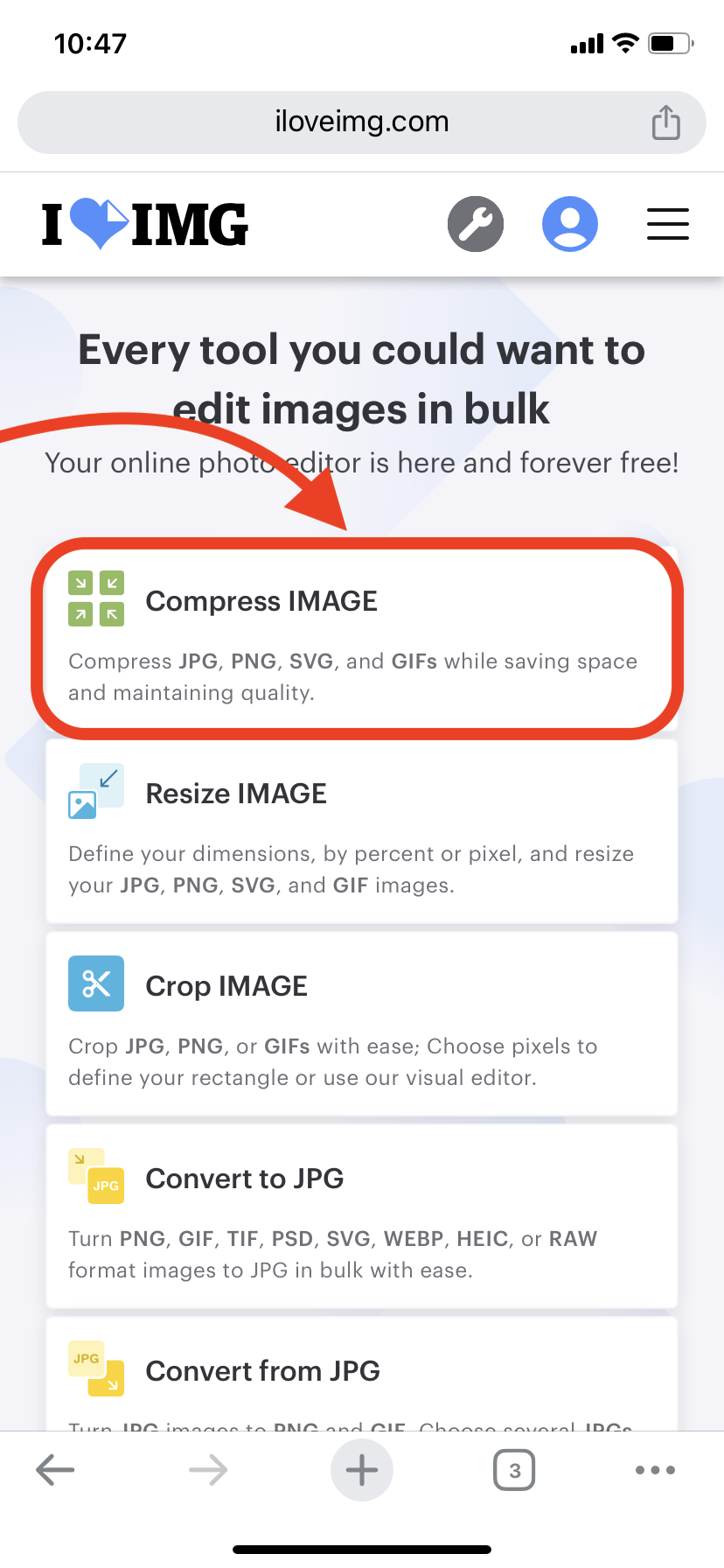 How To Compress Photos Online: Step 1