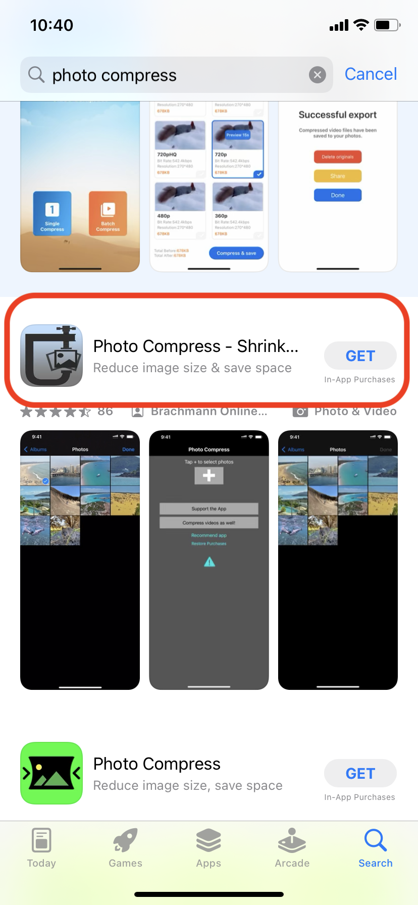 How To Compress Photos Using "Photo Compress" App: Step 1