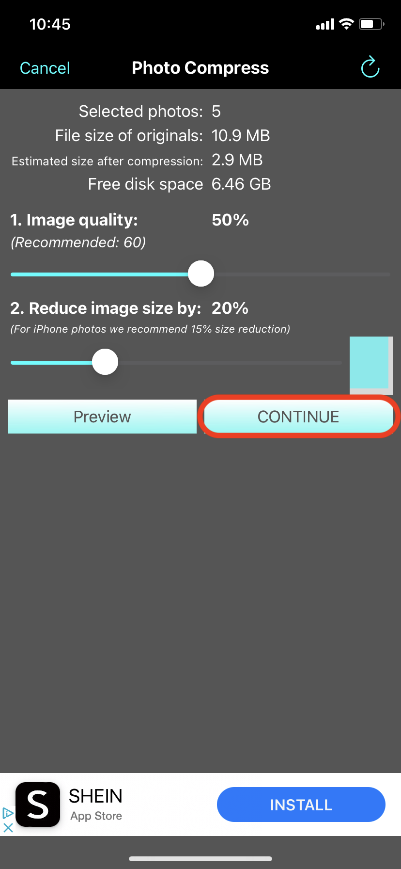 How To Compress Photos Using "Photo Compress" App: Step 4