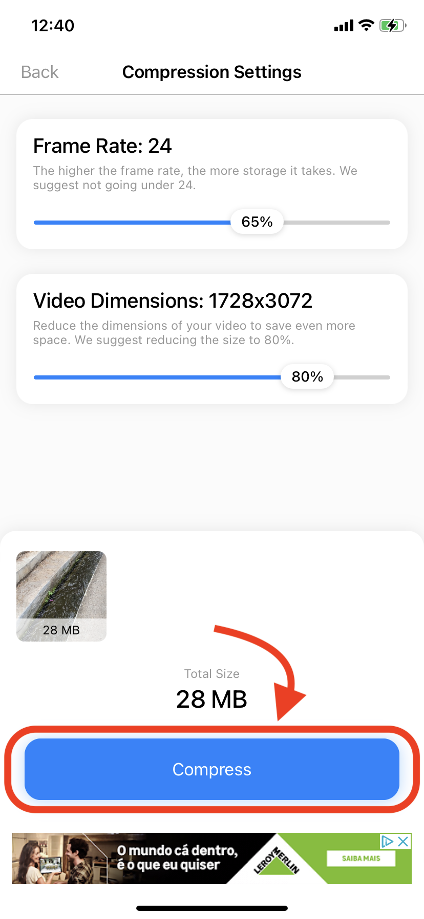 How To Use a Third-Party App: Compress Videos & Resize Video: Step 3