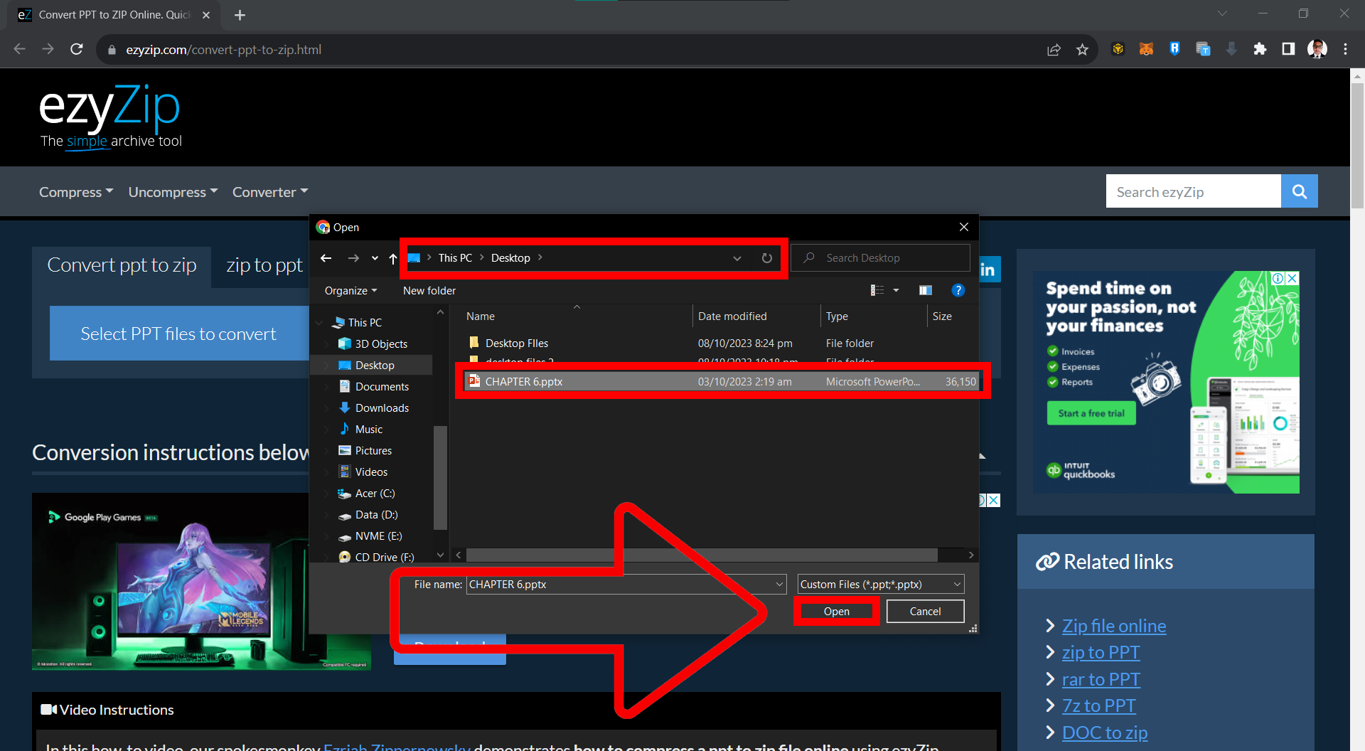 How To Use ezyZip to Compress PowerPoint File: Step 2