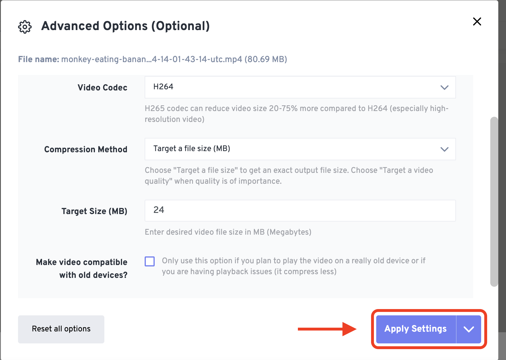 How To Compress Video to 8MB for Free Discord Users: Step 4