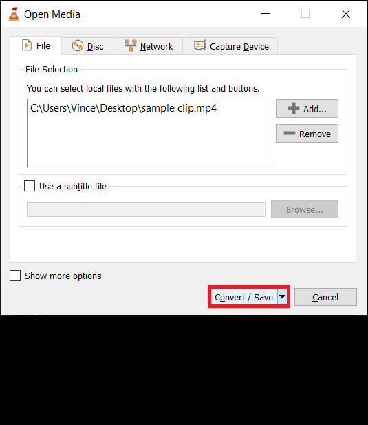 How To Compress On Windows Using VLC Media Player: step 4