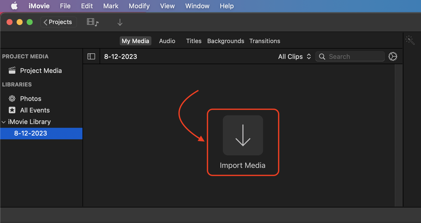 How To Compress on Mac Using iMovie: Step 2