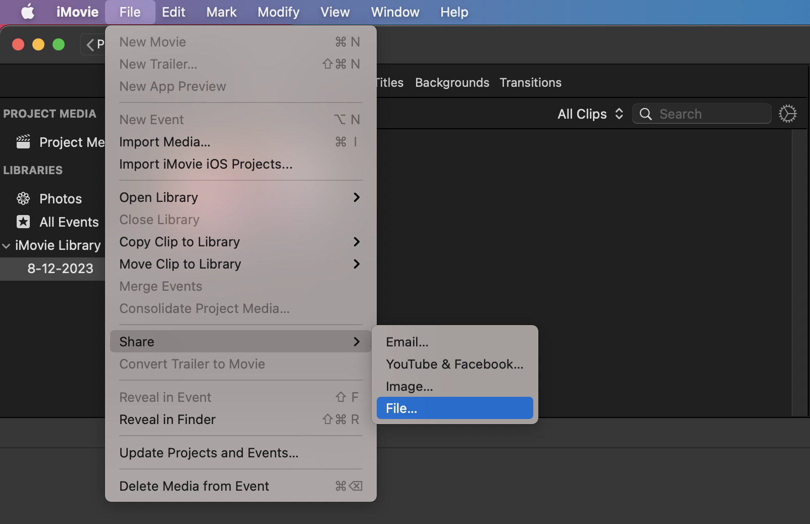 iMovie Guide: Compressing Videos for Outlook on a Mac: Step 3