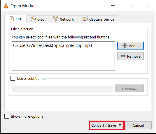 Using VLC Media Player for Video Compression on Windows: Step 2